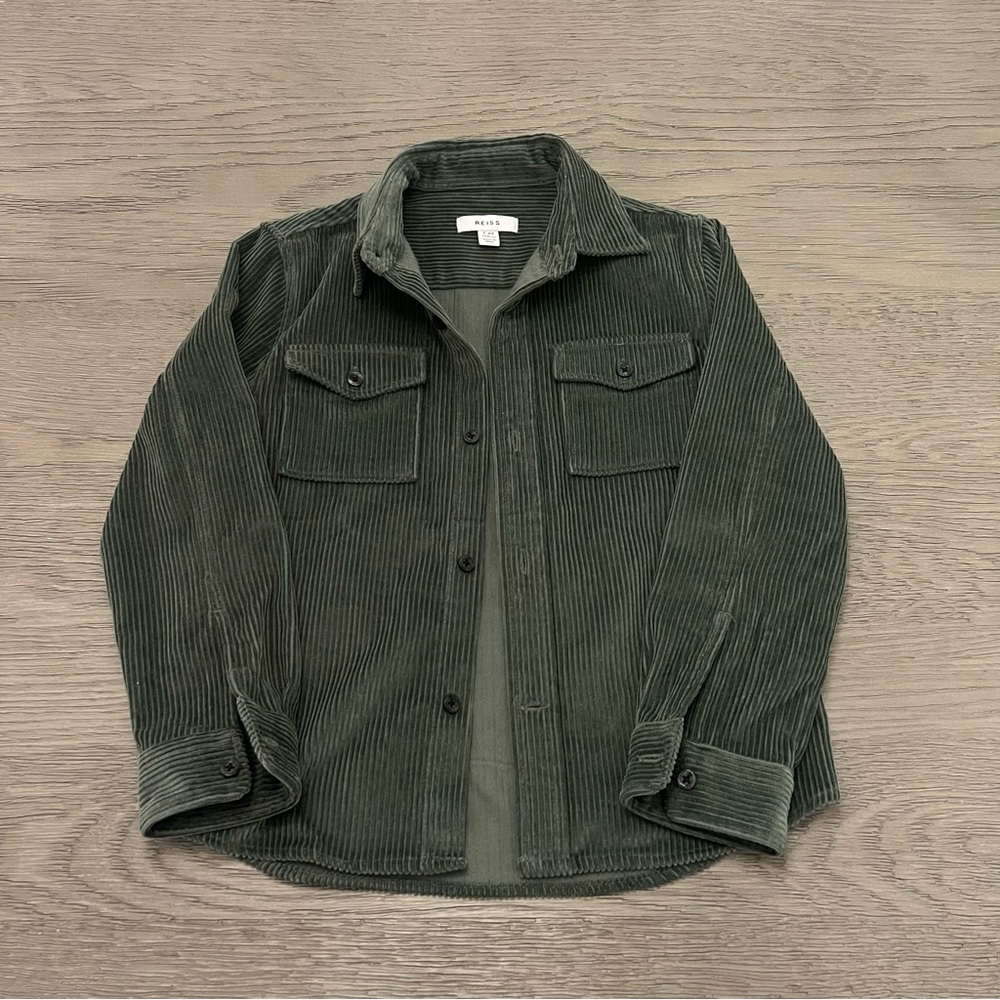 Reiss Dark Green Corduroy Shirt Jacket